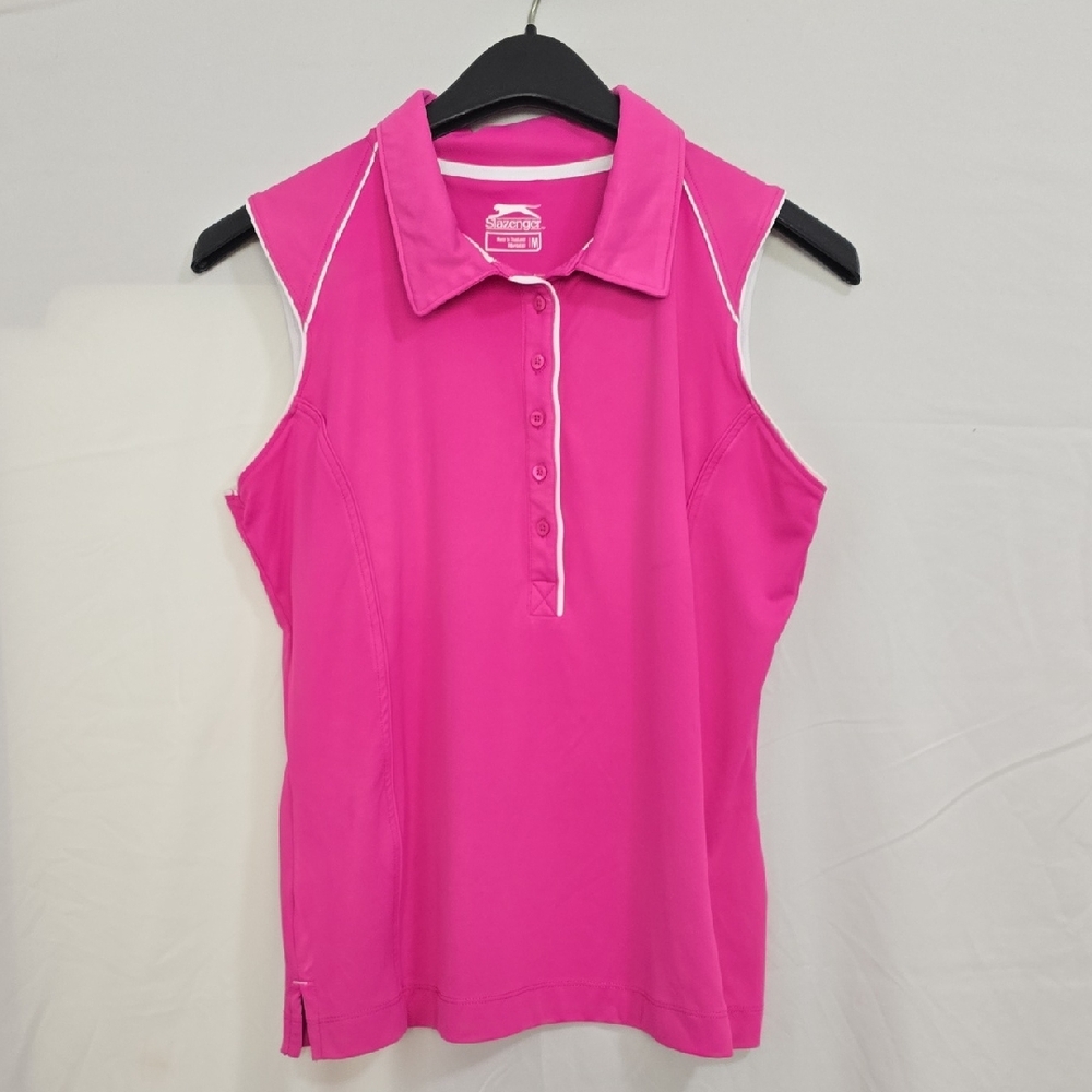 Slazenger Womens Medium Pink White Sleeveless Golf Top